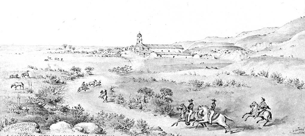 Mission San Buenaventura sketch circa 1865